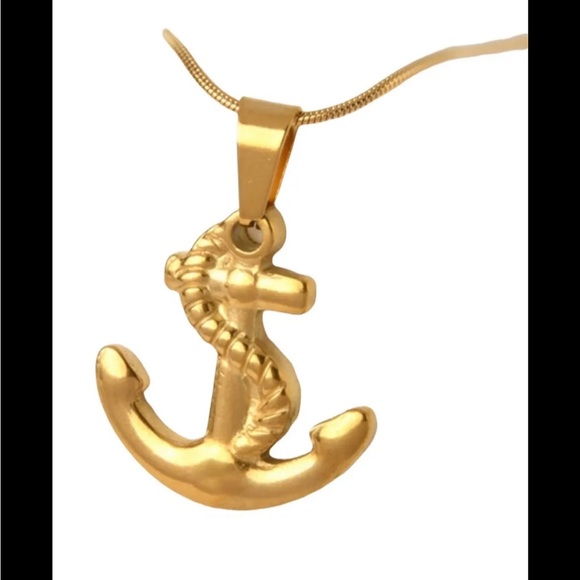 Women Girls Boys Anchor Necklace Fashion Jewelry Gold Plated - Picture 2 of 5